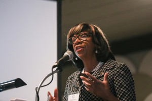 American Bar Association President Paulette Brown addressing different techniques available to legal professionals to overcome their own implicit bias. Photo taken by Kate Artman. 